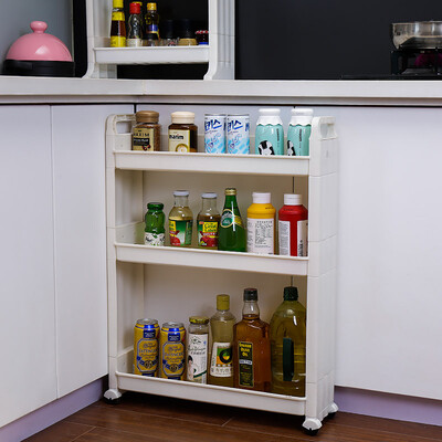 

Bao Youni with wheel rack storage rack bathroom kitchen sandwich rack storage shelf white three-layer DQ1308
