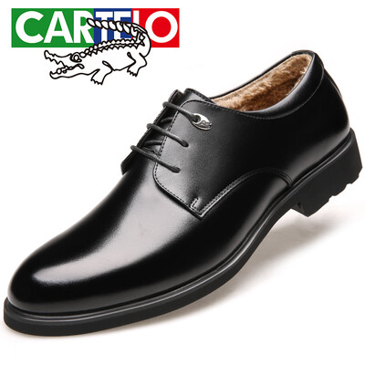 

Cartelo (Cartelo) Британские кожаные мужские деловые случайные мужские туфли, чтобы помочь низким кружевные свадебные туфли 1511 черные мужчины плюс хлопок версия 40