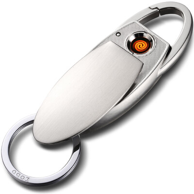 

Authentic zobo car keychain USB charging cigarette lighter press pick-up key ring car ornaments birthday gift ZB-585 silver brushed