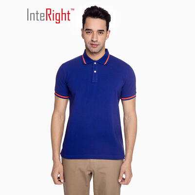 

INTERIGHT cotton polo shirt male t-shirt washed casual short sleeve sapphire blue