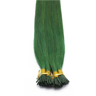 

1g/s 100g Human Virgin Hair Green Pre-bonded Keratin Stick I-tip Hair Extensions