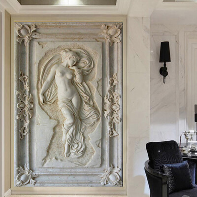 

Custom Mural Wallpaper European Style 3D Stereoscopic Art Relief Angel Nude Statue Entrance Hallway Corridor Glitter Wallpaper