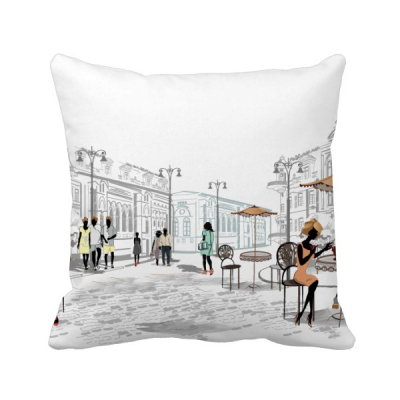 

Vacation Street France Landmark Square Throw Pillow Insert Cushion Cover Home Sofa Decor Gift