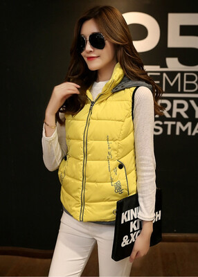 

2017 winter new female Hooded Vest cotton coat vest all-match cotton vest