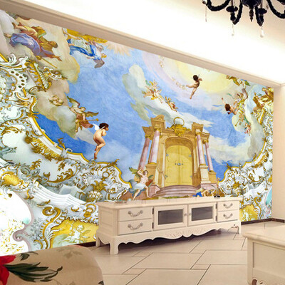 

Photo Wallpaper 3D Wall Murals European Style Angel Wall Painting Hotel Living Room Landscape Backdrop Wall Decor Papel Mural 3D