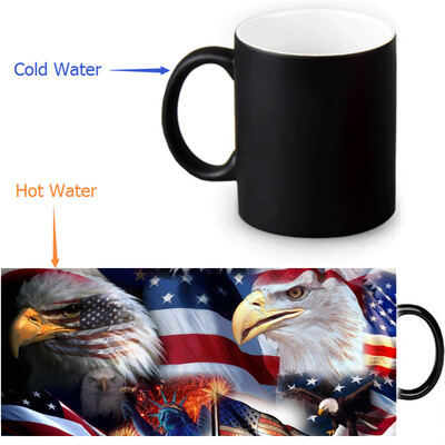 

US Flag And Bald Eagle 350ml/12oz Heat Reveal Mug Color Change Coffee Cup Sensitive Morphing Mugs Magic Mug Milk Tea Cups