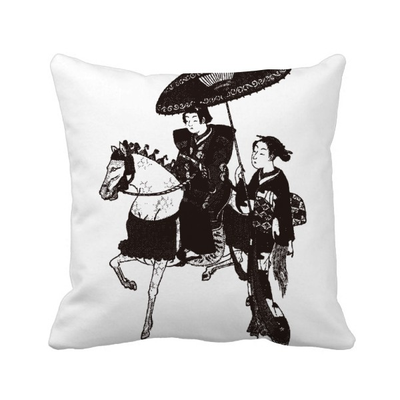 

Japan Women Riding Horse Sketch Square Throw Pillow Insert Cushion Cover Home Sofa Decor Gift