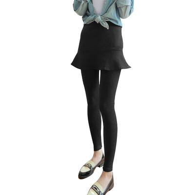 

Antarctic Nanjiren 964 fake two-piece plus velvet thickening skirt trousers leggings slim slim leggings ruffled black