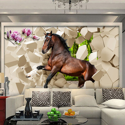 

3D Stereoscopic Horse Broken Wall Обои для спальни Гостиная Диван Фон Настенная панно Пользовательские обои Нетканые обои