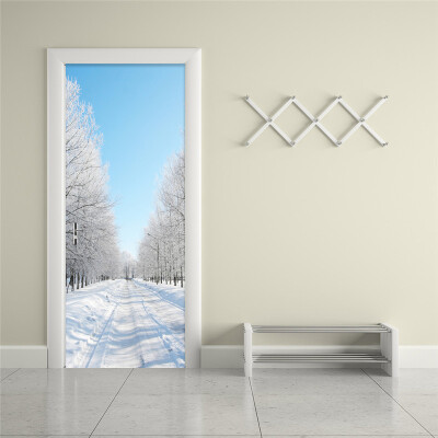 

Modern Winter Snow Landscape 3D Mural Wallpaper Living Room Bedroom Door Mural Sticker PVC Self-Adhesive Home Decor 77cmx200cm