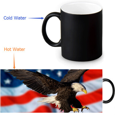 

US Flag And Bald Eagle 350ml/12oz Heat Reveal Mug Color Change Coffee Cup Sensitive Morphing Mugs Magic Mug Milk Tea Cups