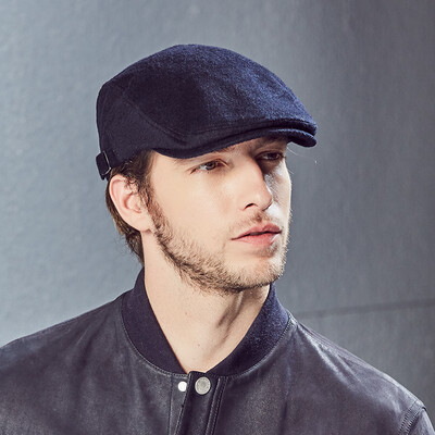 

Kenmont km-2588 Mens winter woolen caps British tide retro warm beret navy blue adjustable 585cm