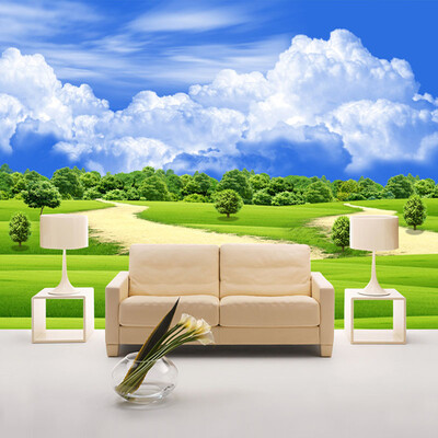 

Custom Size 3D Mural Wallpaper Modern Home Decor Broaden Horizon Plain Billowing Cloud Wall Mural Paper For Living Room Backdrop
