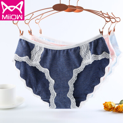 

Cat MiiOW womens underwear sexy lace side waist large size underwear womens triangle womens underwear 3 gift box sexy lace  17090