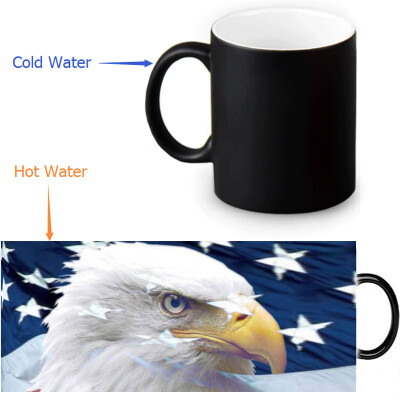 

US Flag And Bald Eagle 350ml12oz Heat Reveal Mug Color Change Coffee Cup Sensitive Morphing Mugs Magic Mug Milk Tea Cups