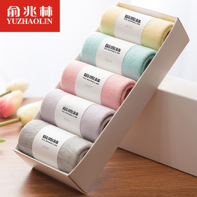 

Yu Zhaolin YUZHAOLIN 5 pairs of socks female stockings four seasons candy cotton socks Korean cute College wind moisture wicking female socks mixed color code