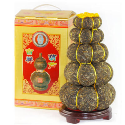 

C-PE148 Yunnan Puerh tea Gift craft pu er tea 4 layers 1000g Gourd Decoration gift tea Green food puer raw cha