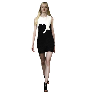 

Lovaru ™HOT SALE 2015 NEW casual o-neck sheath sleeveless summer style sexy mini dresses black white patchwork dress