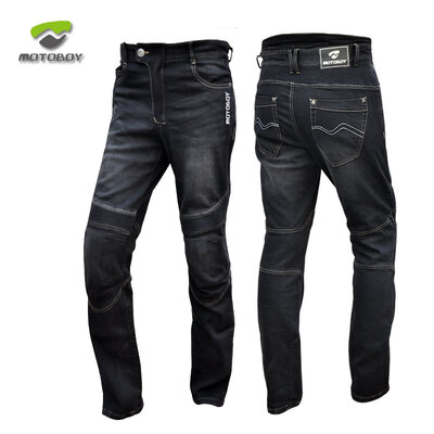 

MOTOBOY motorcycle riding pants jeans shatter-resistant comfort high elastic self-cultivation casual racing pants with CE knee pads shin guard DP01 black XL