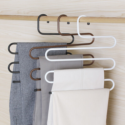 

Multi- Color 5 Tier Iron Racks S Shape Trousers Hanger Clothing Wardrobe Storage Organization Drying Hanger 1PC