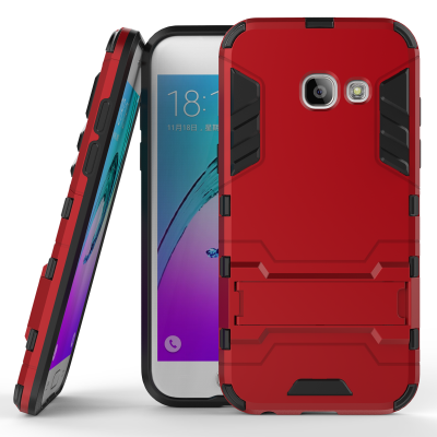 

Shockproof Ultra-thin Armor Plastic TPU Back Case Cover with Stand Holder Phone Case for Samsung Galaxy A3 2017