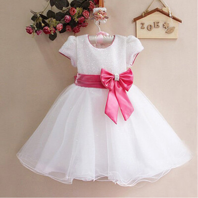 

CANIS@2017 Baby Girls Bridesmaid Prom Wedding Party Bow Tulle Gown Fancy Dress 2-8Y