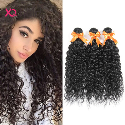

Indian Water Wave 3 Bundles Indian Virgin Hair Wet and Wavy Human Hair Weave Bundles Indian Water Curly hair XQ hair