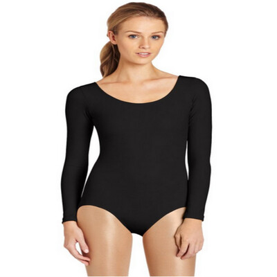

2018 New Five Colors Women Bodysuit Costumes Scoop NeckLong Sleeves Halffull Bodysuit Spandex Dance Unitard Zentai Suit W
