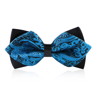 

DUSENNA mens formal dress British bow gift box pattern bow tie cyan pattern