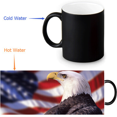 

US Flag And Bald Eagle 350ml/12oz Heat Reveal Mug Color Change Coffee Cup Sensitive Morphing Mugs Magic Mug Milk Tea Cups