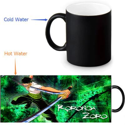 

One Piece Zoro 350ml / 12oz Heat Reveal Mug Color Change Чашка кофе Чувствительные морфинговые кружки Волшебная чашка для чайных чашек