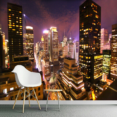 

Custom Wall Mural Hong Kong City Night View 3D Landscape Murals Wallpaper Living Room Bedroom Wall Decor Papier Mural De Parede