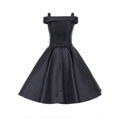 

CAZDZY A-Line Bowknot Off-the-Shoulder Draped Knee-Length Cocktail Dress