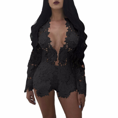 

Fashion Two Piece Set White Lace Hollow Out Long Sleeve Clothing Set Women Tracksuits Coat Top&Shorts Plus Size -XXL