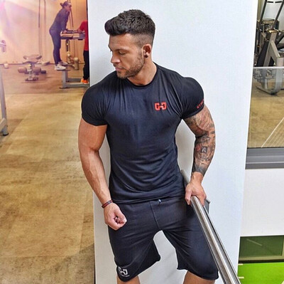 

Mens Short Sleeve T-Shirt Fitness Wear Breathable o neck Pullover Muscle Brother nbyc002