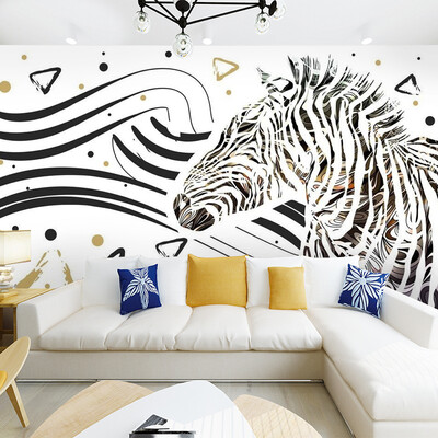 

Modern Simple Abstract Art Wallpaper 3D Black And White Lines Zebra Mural Living Room Bedroom Background Fashion Wall Papers 3 D