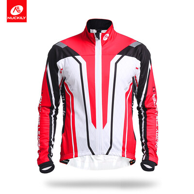 

NUCKILY Mens Thermal Cycling Jacket Water Resistant And Windproof With Full Length Durable Zipper And Rear Pockets Bike Jersey