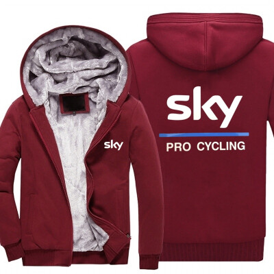 

2018 New USA SIZE Men Winter Autumn Hoodies SKY PRO CYCLING pattern Fleece Coat Baseball Uniform Sportswear Jacket wool