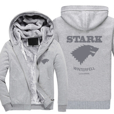 

2018 New USA size Wolf Game of Thrones Direwolf Ghost House of Stark Winter is Coming Jacket Sweatshirts Thicken Hoodie Zipper Coa
