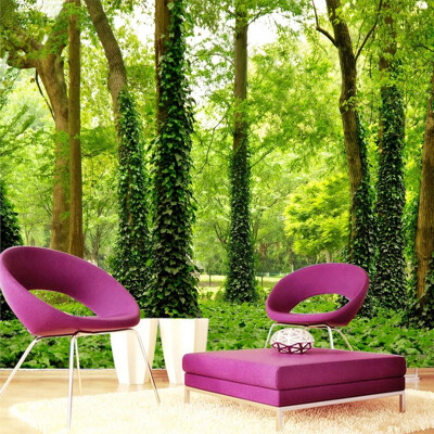 

Custom Mural Wallpaper For Wall 3D Straw Green Forest Trees Painting Photo Non-woven Wall Paper For Living Room Decor Backdrop