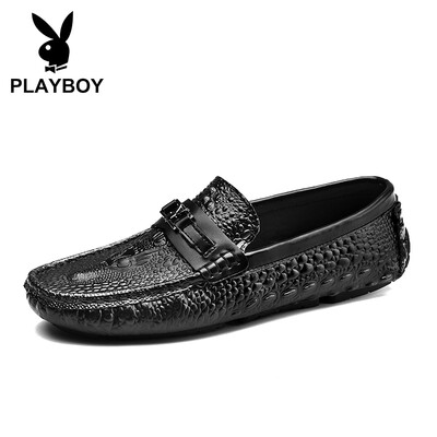 

Playboy casual shoes male bean shoes set foot outdoor driving shoes lazy shoes DA71084 dark blue 42