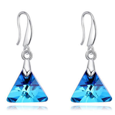 

Triangle Crystal from Austrian Blue Long Drop Earrings Jewelry For Women Accessories Bijoux Party Gift 27400