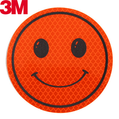 

3M Reflective Smiley Security Warning Scratch Car Sticker Car Sticker Diameter 10cm Fluorescent Orange