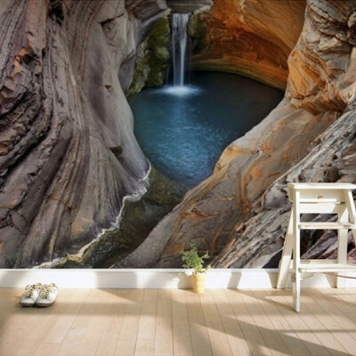 

Custom European Style Landscape Cave Waterfall Photo Mural Wallpaper 3D Living R Study Room Sofa TV Wall Backdrop Wall Papers