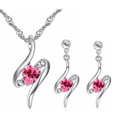

Exquisite Heart Crystal from Austrian Fashion Necklace Earring Jewelry Sets For Women Valentines Day Gift 26980