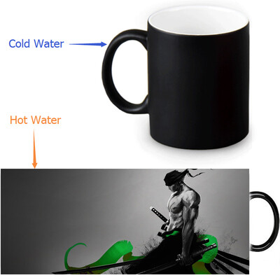 

One Piece Zoro 350ml / 12oz Heat Reveal Mug Color Change Чашка кофе Чувствительные морфинговые кружки Волшебная чашка для чайных чашек