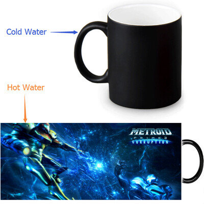 

Metroid 350ml / 12oz Heat Reveal Mug Color Change Чашка кофе Чувствительные морфинг-кружки Волшебная чашка для чайных чашек