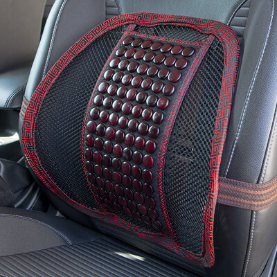 

YooCar Car Lumbar Car Breathable Grid Massage Summer Waist by Pear Wood Flat Beads Red