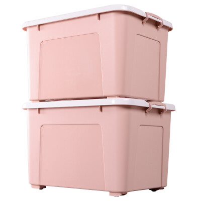 

Baicaoyuan plastic storage box storage box cargo sundries storage box tote large thick belt pulley 130L 2 loaded Nordic powder