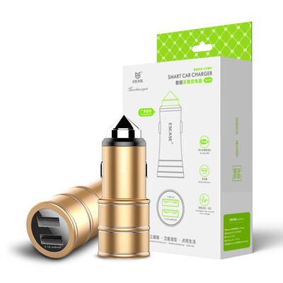 

ESCASE car charger car charger cigarette lighter 31A fast charge dual USB Android ios fully compatible with all brands of data line aluminum alloy to create CC09 amber gold